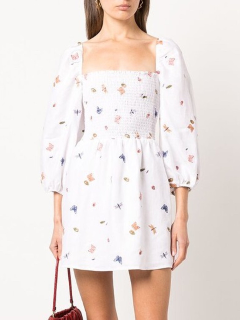 NEW Reformation Greyson Linen Dress Ladybugs Medium - Picture 7 of 17